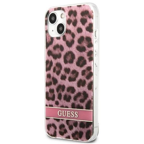 Etui Guess Leopard na iPhone 13 mini - różowe