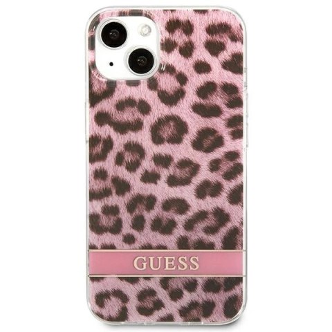 Etui Guess Leopard na iPhone 13 mini - różowe