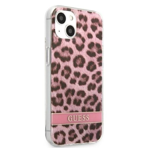 Etui Guess Leopard na iPhone 13 mini - różowe
