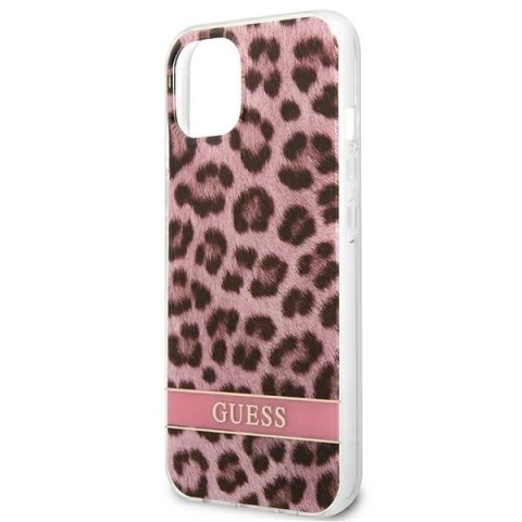Etui Guess Leopard na iPhone 13 mini - różowe
