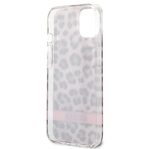 Etui Guess Leopard na iPhone 13 mini - różowe