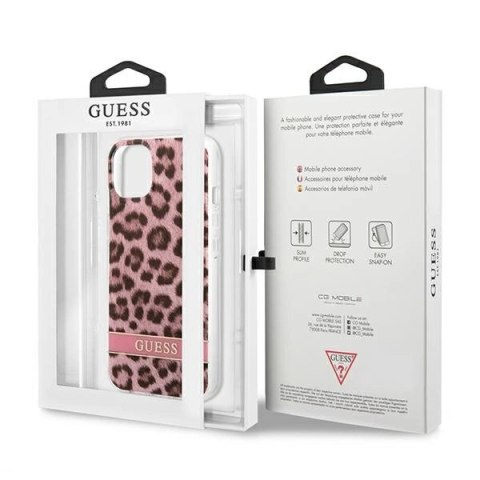 Etui Guess Leopard na iPhone 13 mini - różowe