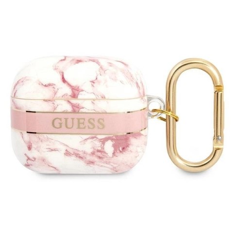 Etui Guess Marble Strap Collection na AirPods 3 cover - różowe
