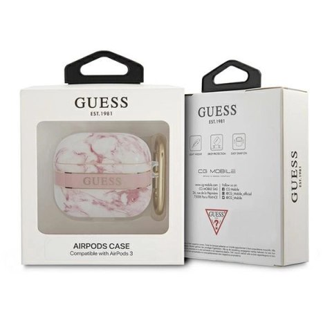 Etui Guess Marble Strap Collection na AirPods 3 cover - różowe