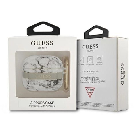 Etui Guess Marble Strap Collection na AirPods 3 cover - szare