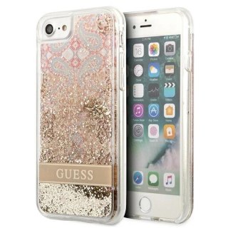 Etui Guess Paisley Liquid Glitter na iPhone SE 2022 / SE 2020 / 7 / 8 - złote