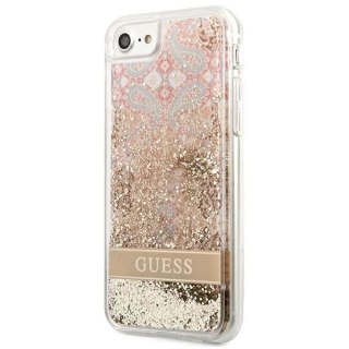 Etui Guess Paisley Liquid Glitter na iPhone SE 2022 / SE 2020 / 7 / 8 - złote
