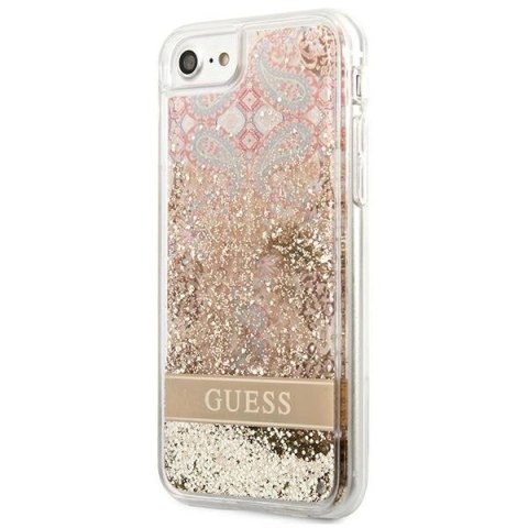 Etui Guess Paisley Liquid Glitter na iPhone SE 2022 / SE 2020 / 7 / 8 - złote