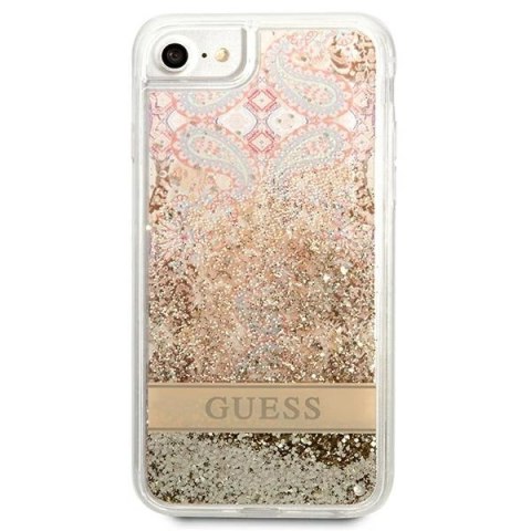 Etui Guess Paisley Liquid Glitter na iPhone SE 2022 / SE 2020 / 7 / 8 - złote