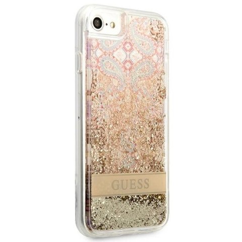 Etui Guess Paisley Liquid Glitter na iPhone SE 2022 / SE 2020 / 7 / 8 - złote