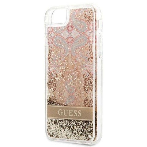Etui Guess Paisley Liquid Glitter na iPhone SE 2022 / SE 2020 / 7 / 8 - złote
