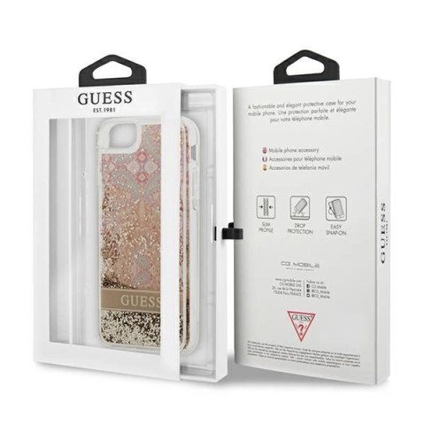 Etui Guess Paisley Liquid Glitter na iPhone SE 2022 / SE 2020 / 7 / 8 - złote