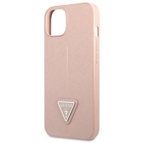Etui Guess Saffiano Triangle Logo na iPhone 13 mini - różowe