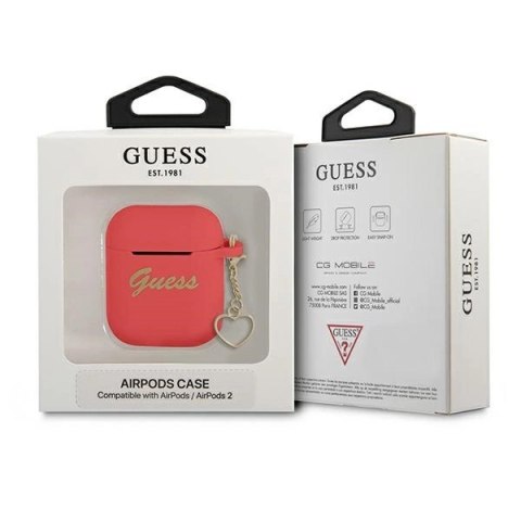 Etui Guess Silicone Charm Heart Collection na AirPods 1/2 - czerwone