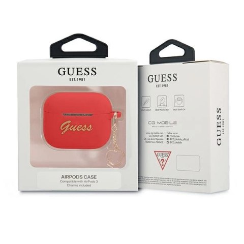 Etui Guess Silicone Charm Heart Collection na AirPods 3 cover - czerwone