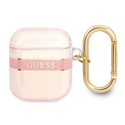 Etui Guess Strap Collection na AirPods 1/2 - różowe