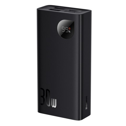 Baseus Adaman2 powerbank z wyświetlaczem cyfrowym 10000mAh 30W 2 x USB / 1x USB Typ C Overseas Edition PD QC SCP czarny (PPAD040 Baseus Adaman2 powerbank z wyświetlaczem cyfrowym 10000mAh 30W 2 x USB / 1x USB Typ C Overseas Edition PD QC SCP czarny (PPAD040