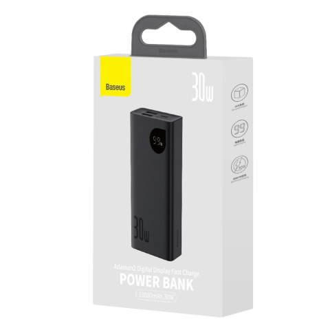 Baseus Adaman2 powerbank z wyświetlaczem cyfrowym 10000mAh 30W 2 x USB / 1x USB Typ C Overseas Edition PD QC SCP czarny (PPAD040 Baseus Adaman2 powerbank z wyświetlaczem cyfrowym 10000mAh 30W 2 x USB / 1x USB Typ C Overseas Edition PD QC SCP czarny (PPAD040