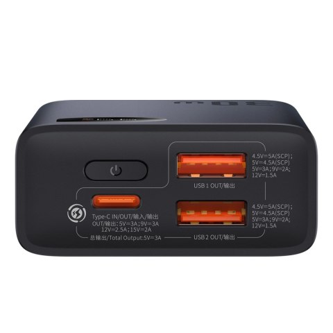 Baseus Adaman2 powerbank z wyświetlaczem cyfrowym 10000mAh 30W 2 x USB / 1x USB Typ C Overseas Edition PD QC SCP czarny (PPAD040 Baseus Adaman2 powerbank z wyświetlaczem cyfrowym 10000mAh 30W 2 x USB / 1x USB Typ C Overseas Edition PD QC SCP czarny (PPAD040