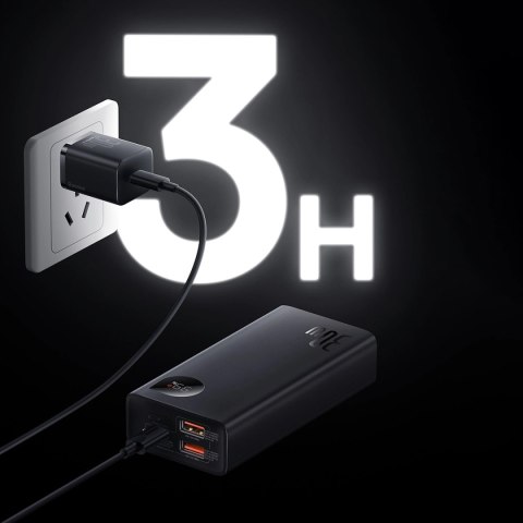 Baseus Adaman2 powerbank z wyświetlaczem cyfrowym 10000mAh 30W 2 x USB / 1x USB Typ C Overseas Edition PD QC SCP czarny (PPAD040 Baseus Adaman2 powerbank z wyświetlaczem cyfrowym 10000mAh 30W 2 x USB / 1x USB Typ C Overseas Edition PD QC SCP czarny (PPAD040