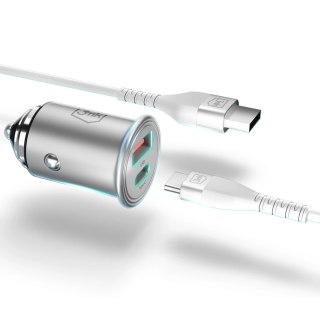 Ładowarka samochodowa 3mk Hyper Car Charger 30W USB-C USB-A - srebrna