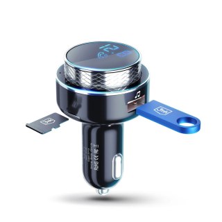 Transmiter samochodowy 3mk Hyper Car FM Transmitter z portem USB-A - czarny