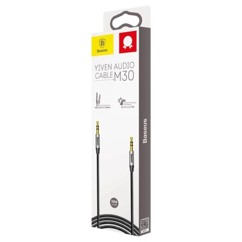 Baseus Yiven M30 kabel audio stereo AUX 3,5 mm męski mini jack 1m srebrno-czarny (CAM30-BS1) Baseus Yiven M30 kabel audio stereo AUX 3,5 mm męski mini jack 1m srebrno-czarny (CAM30-BS1)