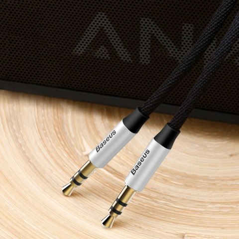 Baseus Yiven M30 kabel audio stereo AUX 3,5 mm męski mini jack 1m srebrno-czarny (CAM30-BS1) Baseus Yiven M30 kabel audio stereo AUX 3,5 mm męski mini jack 1m srebrno-czarny (CAM30-BS1)