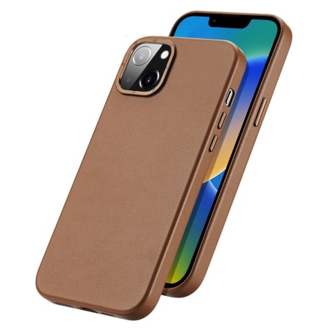 Dux Ducis Grit skórzane etui do iPhone 14 Plus elegancki pokrowiec ze sztucznej skóry (kompatybilne z MagSafe) brązowy Dux Ducis Grit skórzane etui do iPhone 14 Plus elegancki pokrowiec ze sztucznej skóry (kompatybilne z MagSafe) brązowy