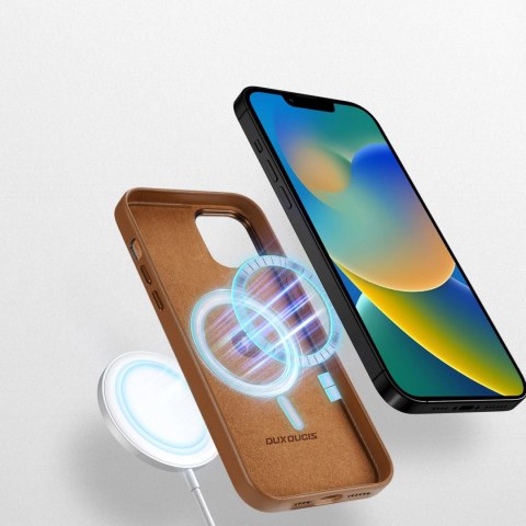 Dux Ducis Grit skórzane etui do iPhone 14 Plus elegancki pokrowiec ze sztucznej skóry (kompatybilne z MagSafe) brązowy Dux Ducis Grit skórzane etui do iPhone 14 Plus elegancki pokrowiec ze sztucznej skóry (kompatybilne z MagSafe) brązowy