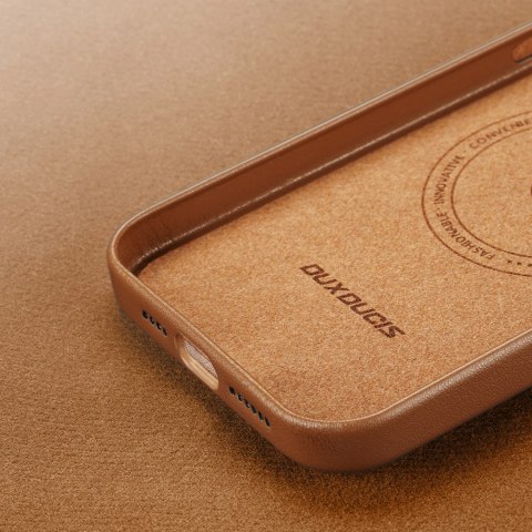 Dux Ducis Grit skórzane etui do iPhone 14 Plus elegancki pokrowiec ze sztucznej skóry (kompatybilne z MagSafe) brązowy Dux Ducis Grit skórzane etui do iPhone 14 Plus elegancki pokrowiec ze sztucznej skóry (kompatybilne z MagSafe) brązowy