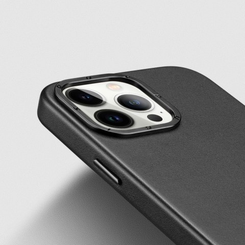 Dux Ducis Grit skórzane etui do iPhone 14 Pro Max elegancki pokrowiec ze sztucznej skóry (kompatybilne z MagSafe) czarny