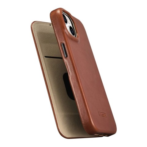 ICarer CE Oil Wax Premium Leather Folio Case skórzane etui iPhone 14 z klapką magnetyczne MagSafe brązowy (AKI14220705-BN)