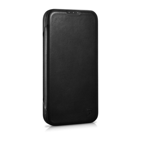 ICarer CE Oil Wax Premium Leather Folio Case skórzane etui iPhone 14 z klapką magnetyczne MagSafe czarny (AKI14220705-BK)