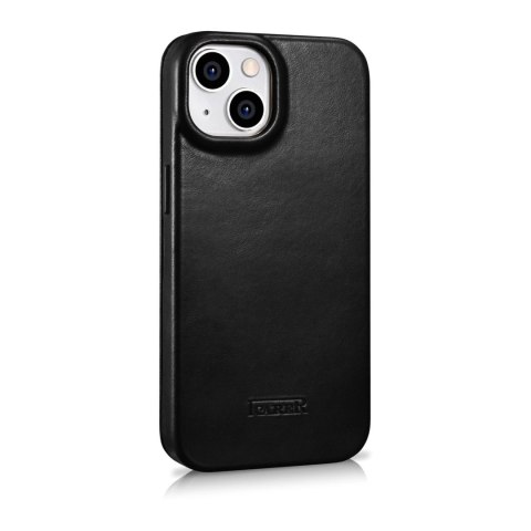 ICarer CE Oil Wax Premium Leather Folio Case skórzane etui iPhone 14 z klapką magnetyczne MagSafe czarny (AKI14220705-BK)