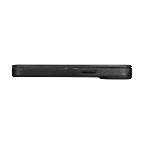 ICarer CE Oil Wax Premium Leather Folio Case skórzane etui iPhone 14 z klapką magnetyczne MagSafe czarny (AKI14220705-BK)