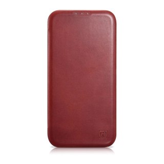 ICarer CE Oil Wax Premium Leather Folio Case skórzane etui iPhone 14 z klapką magnetyczne MagSafe czerwony (AKI14220705-RD)