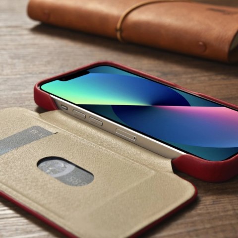 ICarer CE Oil Wax Premium Leather Folio Case skórzane etui iPhone 14 z klapką magnetyczne MagSafe czerwony (AKI14220705-RD) ICarer CE Oil Wax Premium Leather Folio Case skórzane etui iPhone 14 z klapką magnetyczne MagSafe czerwony (AKI14220705-RD)