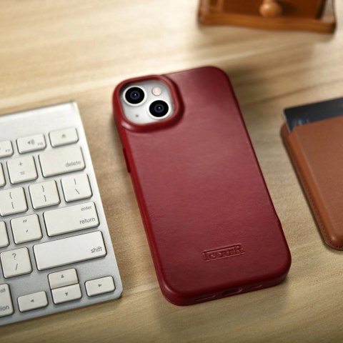 ICarer CE Oil Wax Premium Leather Folio Case skórzane etui iPhone 14 z klapką magnetyczne MagSafe czerwony (AKI14220705-RD) ICarer CE Oil Wax Premium Leather Folio Case skórzane etui iPhone 14 z klapką magnetyczne MagSafe czerwony (AKI14220705-RD)