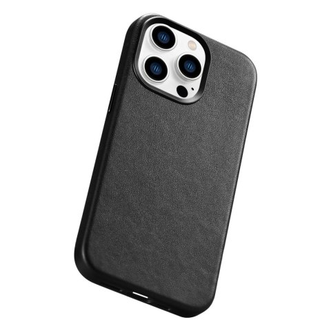 ICarer Case Leather pokrowiec etui z naturalnej skóry do iPhone 14 Pro Max czarny (WMI14220708-BK) (kompatybilne z MagSafe) ICarer Case Leather pokrowiec etui z naturalnej skóry do iPhone 14 Pro Max czarny (WMI14220708-BK) (kompatybilne z MagSafe)