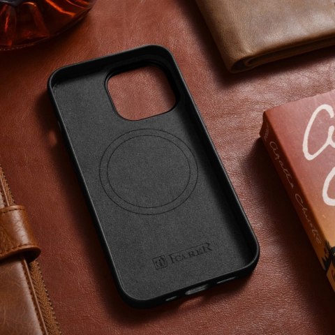 ICarer Case Leather pokrowiec etui z naturalnej skóry do iPhone 14 Pro Max czarny (WMI14220708-BK) (kompatybilne z MagSafe) ICarer Case Leather pokrowiec etui z naturalnej skóry do iPhone 14 Pro Max czarny (WMI14220708-BK) (kompatybilne z MagSafe)