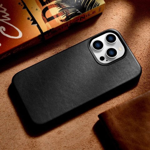 ICarer Case Leather pokrowiec etui z naturalnej skóry do iPhone 14 Pro Max czarny (WMI14220708-BK) (kompatybilne z MagSafe) ICarer Case Leather pokrowiec etui z naturalnej skóry do iPhone 14 Pro Max czarny (WMI14220708-BK) (kompatybilne z MagSafe)