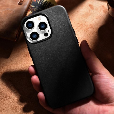 ICarer Case Leather pokrowiec etui z naturalnej skóry do iPhone 14 Pro Max czarny (WMI14220708-BK) (kompatybilne z MagSafe) ICarer Case Leather pokrowiec etui z naturalnej skóry do iPhone 14 Pro Max czarny (WMI14220708-BK) (kompatybilne z MagSafe)