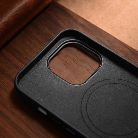 ICarer Case Leather pokrowiec etui z naturalnej skóry do iPhone 14 Pro Max czarny (WMI14220708-BK) (kompatybilne z MagSafe) ICarer Case Leather pokrowiec etui z naturalnej skóry do iPhone 14 Pro Max czarny (WMI14220708-BK) (kompatybilne z MagSafe)