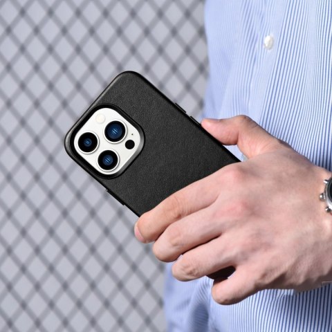 ICarer Case Leather pokrowiec etui z naturalnej skóry do iPhone 14 Pro Max czarny (WMI14220708-BK) (kompatybilne z MagSafe) ICarer Case Leather pokrowiec etui z naturalnej skóry do iPhone 14 Pro Max czarny (WMI14220708-BK) (kompatybilne z MagSafe)