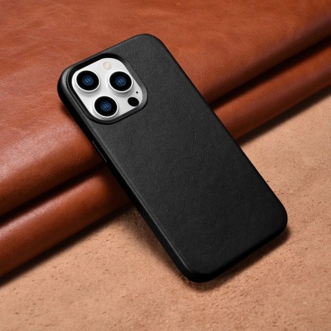 ICarer Case Leather pokrowiec etui z naturalnej skóry do iPhone 14 Pro Max czarny (WMI14220708-BK) (kompatybilne z MagSafe) ICarer Case Leather pokrowiec etui z naturalnej skóry do iPhone 14 Pro Max czarny (WMI14220708-BK) (kompatybilne z MagSafe)