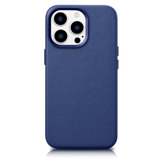 ICarer Case Leather pokrowiec etui z naturalnej skóry do iPhone 14 Pro niebieski (WMI14220706-BU) (kompatybilne z MagSafe)