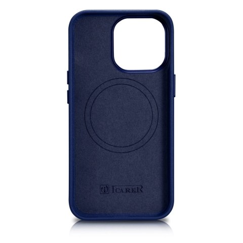 ICarer Case Leather pokrowiec etui z naturalnej skóry do iPhone 14 Pro niebieski (WMI14220706-BU) (kompatybilne z MagSafe) ICarer Case Leather pokrowiec etui z naturalnej skóry do iPhone 14 Pro niebieski (WMI14220706-BU) (kompatybilne z MagSafe)