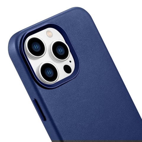 ICarer Case Leather pokrowiec etui z naturalnej skóry do iPhone 14 Pro niebieski (WMI14220706-BU) (kompatybilne z MagSafe) ICarer Case Leather pokrowiec etui z naturalnej skóry do iPhone 14 Pro niebieski (WMI14220706-BU) (kompatybilne z MagSafe)