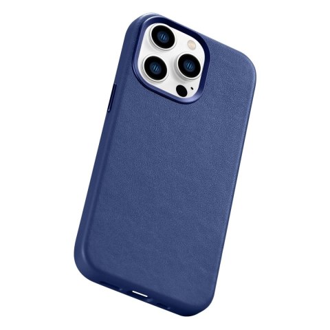 ICarer Case Leather pokrowiec etui z naturalnej skóry do iPhone 14 Pro niebieski (WMI14220706-BU) (kompatybilne z MagSafe) ICarer Case Leather pokrowiec etui z naturalnej skóry do iPhone 14 Pro niebieski (WMI14220706-BU) (kompatybilne z MagSafe)
